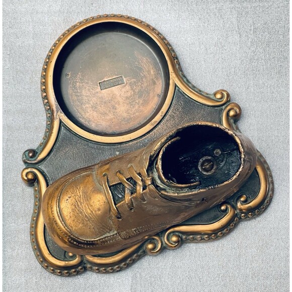 VTG Alice Ames Boston MA Bronze Baby Shoe Tray Pencil Coin Holder Desk Office - Picture 3 of 10